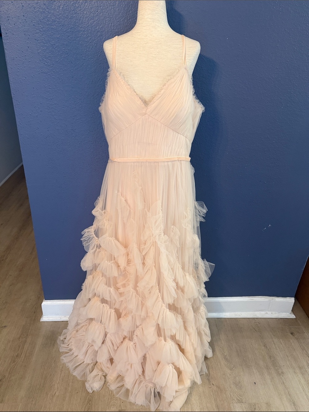 Marchesa Notte tulle evening gown in Blush